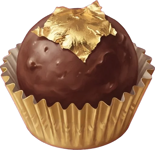 A gilded truffle crowned with gold leaf, painted for the game